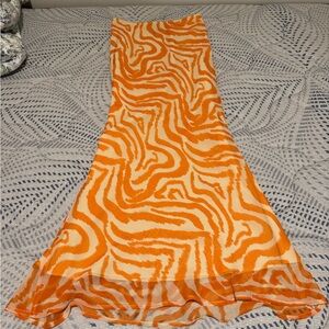 ASOS Orange & White Multi Print Women's Skirt